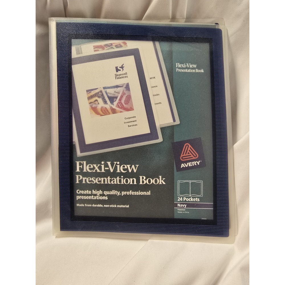 Avery-47693 Flexi-View Presentation Book 24 Pockets New Navy Non-Stick Material